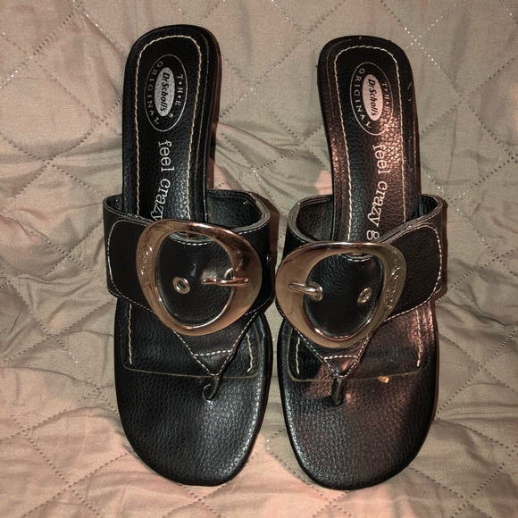 scholl leather look sandals low